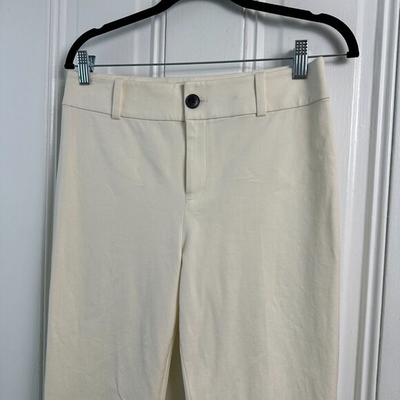 Club Monaco Pants Womens 6 White Flare Boho Disco Zip Fly High Rise Crop Trouser - Picture 2 of 7